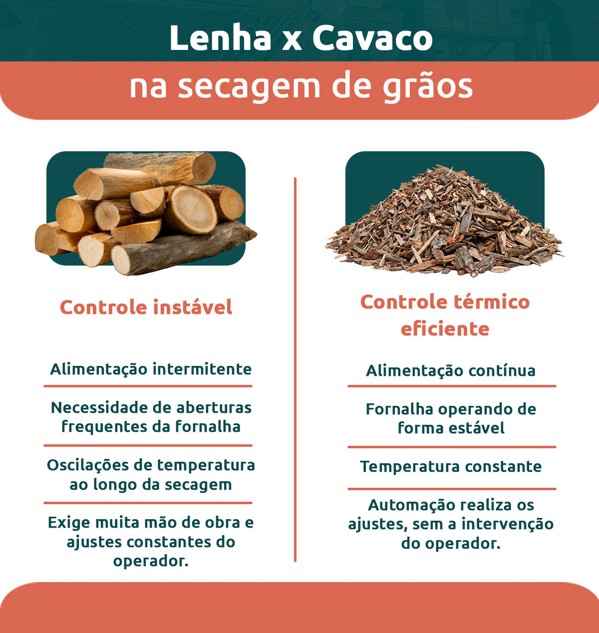 Lenha vs cavaco na secagem de grãos Lenha vs cavaco na secagem de grãos